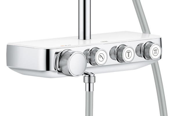 Душевая стойка Grohe Euphoria SmartControl 310 Duo Cube 26508LS0 белая луна, с термостатом, штанга 113.7 см, шланг 175 см