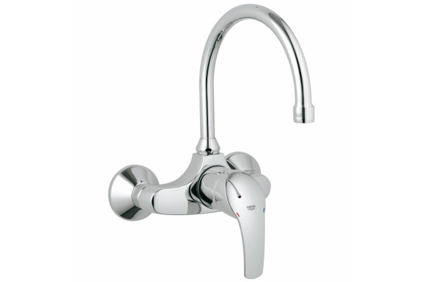 Смеситель для кухонной мойки Grohe Eurosmart, настенный с высоким изливом, однорычажный, хром