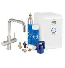 Смеситель для кухонной мойки Grohe Blue (фильтрация, охлаждение и газирование, U-излив), однорычажный, матовый