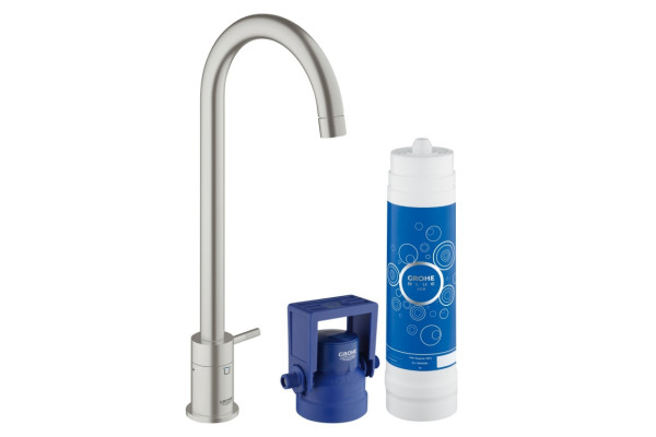 Смеситель для кухонной мойки Grohe Blue (без смешивания) с набором для подключения, однорычажный, матовый