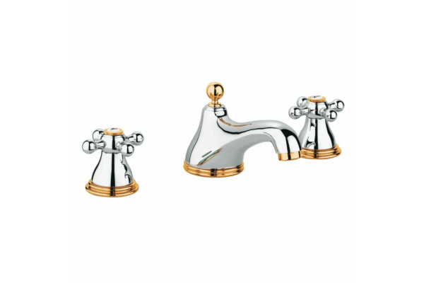 Смеситель для раковины Grohe Sinfonia с донным клапаном, двухвентильный, хром/золото