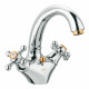 Смеситель для раковины Grohe Sinfonia с донным клапаном, вынос 155 мм, двухвентильный, хром/золото