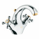 Смеситель для раковины Grohe Sinfonia с донным клапаном, вынос 130 мм, двухвентильный, хром/золото