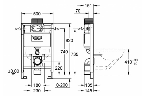 Система инсталляции для унитазов Grohe Rapid SL  бачок 6/9 л, 50x15.1x102 см