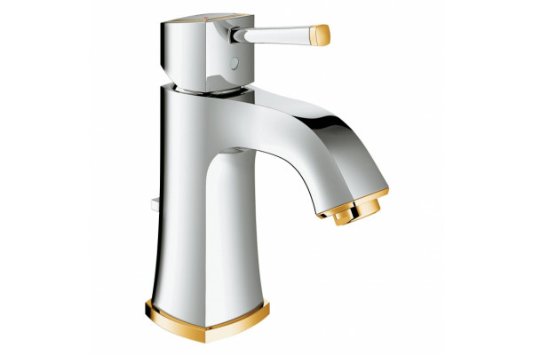 Смеситель для раковины Grohe Grandera с донным клапаном, однорычажный, хром/золото