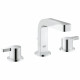 Смеситель для раковины Grohe Lineare на 3 отверстия с донным клапаном и низким изливом, двухвентильный, хром