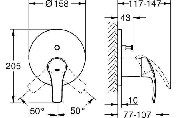 Смеситель Grohe Eurosmart 24043002 для ванны однорычажный, хром