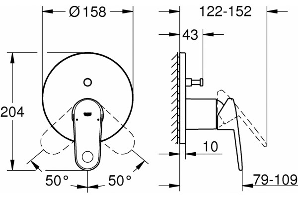 Смеситель Grohe Europlus 24060002 для ванны однорычажный, хром