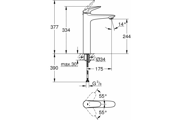 Смеситель Grohe Eurostyle 23719LS3 для раковины однорычажный, белый