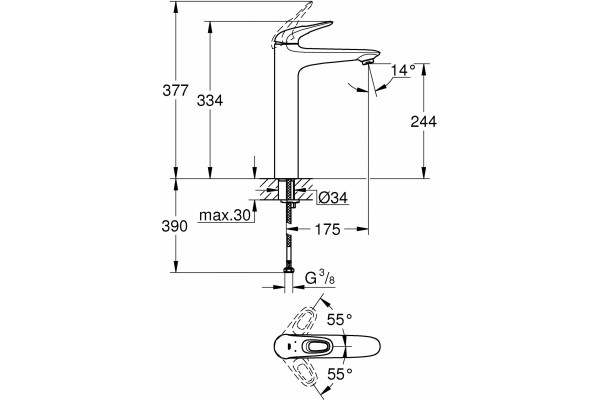 Смеситель Grohe Eurostyle New 23570003 для раковины однорычажный, хром
