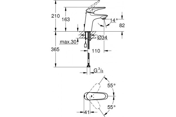 Смеситель Grohe Eurostyle 23713003 для раковины однорычажный, хром