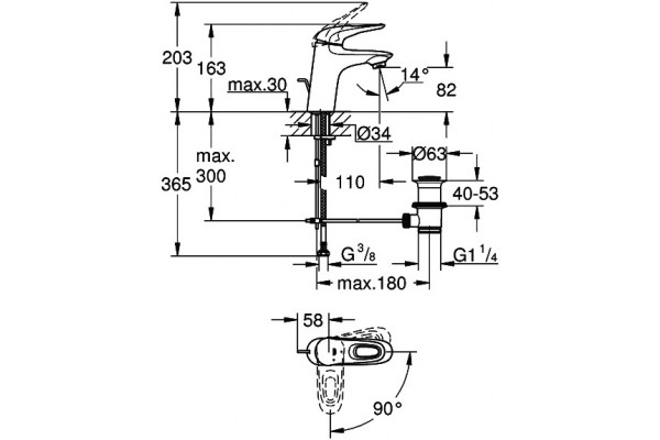 Смеситель Grohe Eurostyle 23707003 для раковины однорычажный, хром