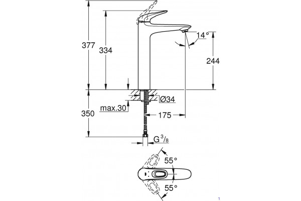 Смеситель Grohe Eurostyle New 23570LS3 для раковины однорычажный, белый