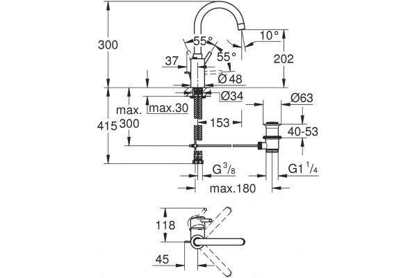 Смеситель Grohe Concetto 32629002 для раковины однорычажный, хром