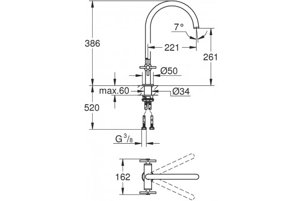 Смеситель Grohe Atrio New 30362DC0 для кухонной мойки двухвентильный, хром