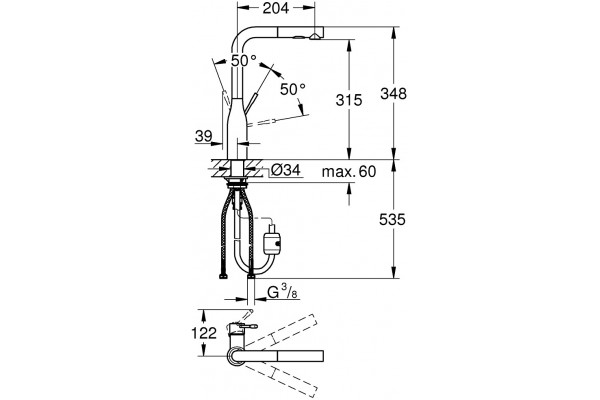 Смеситель Grohe Essence New 30270GL0 для кухонной мойки однорычажный, золото