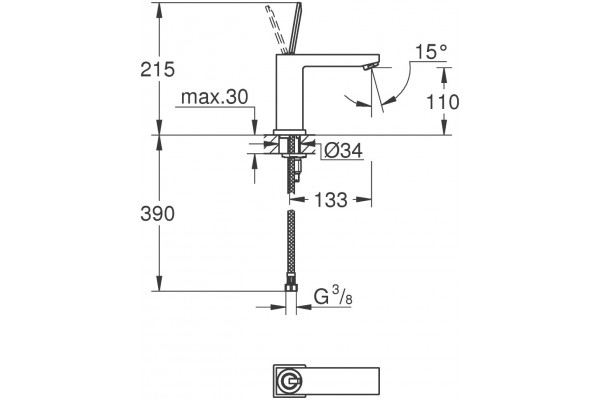 Смеситель Grohe Eurocube Joy 23658000 для раковины однорычажный, хром