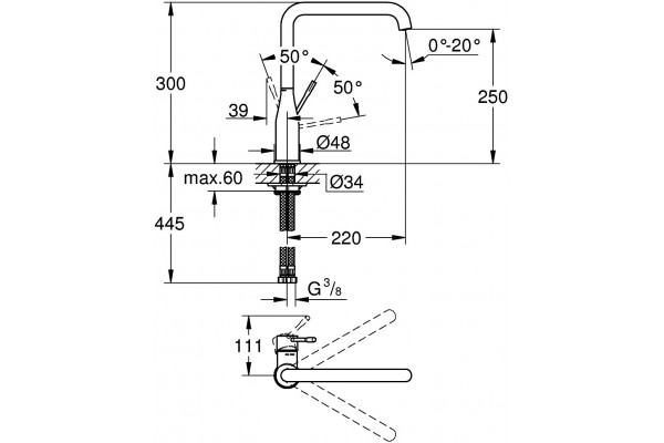 Смеситель Grohe Essence New 30269GL0 для кухонной мойки однорычажный, золото