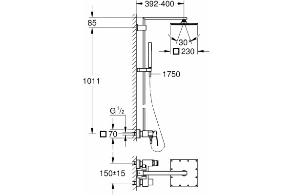 Душевая стойка Grohe Euphoria Cube 23147001 хром, штанга 109 см