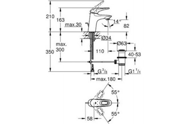 Душевой комплект Grohe Eurostyle New 124416 хром, шланг пластиковый 150 см