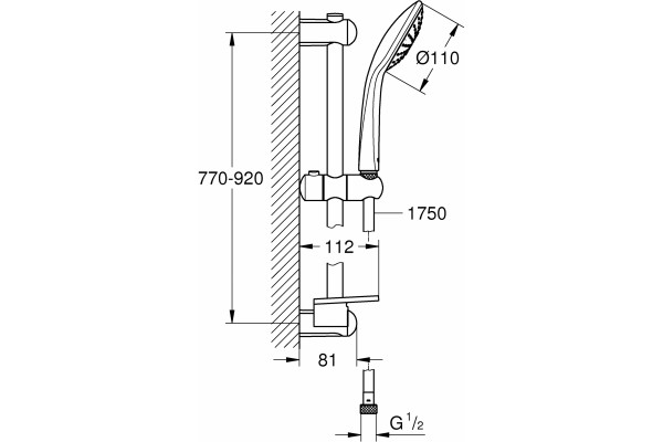 Душевой гарнитур Grohe Euphoria110 Mono 27267001 90см, с полочкой, хром