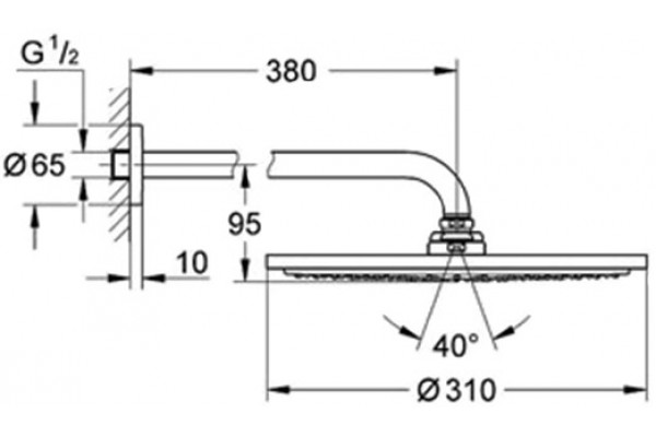 Верхний душ Grohe Rainshower Cosmopolitan 26066000 хром, размер 31 см