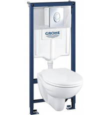 Комплект Grohe Solido 39192000 подвесной унитаз + инсталляция + кнопка цвет белый, бачок 3/6 л