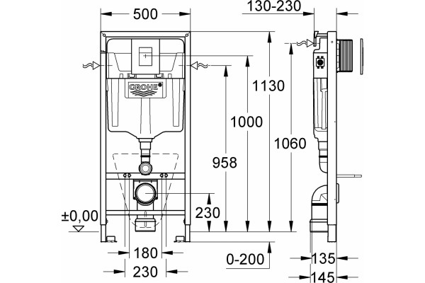 Комплект Система инсталляции для унитазов Grohe Rapid SL 38775001 4 в 1 с кнопкой смыва + Унитаз подвесной Am.Pm Spirit FlashClean + Крышка-сиденье Am.Pm Spirit V2.0 C707857WH с микролифтом, цвет белый, бачок 3/6 л