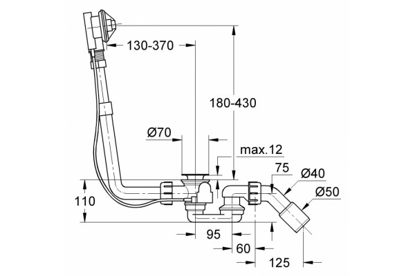Слив-перелив Grohe Talento  белый, хром