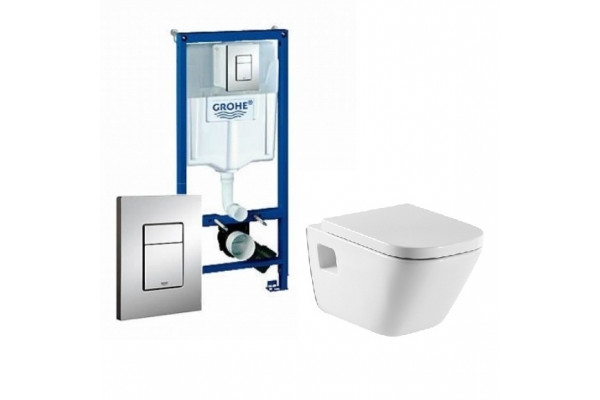 Комплект инсталляция Grohe Rapid SL + унитаз Roca The Gap + крышка 