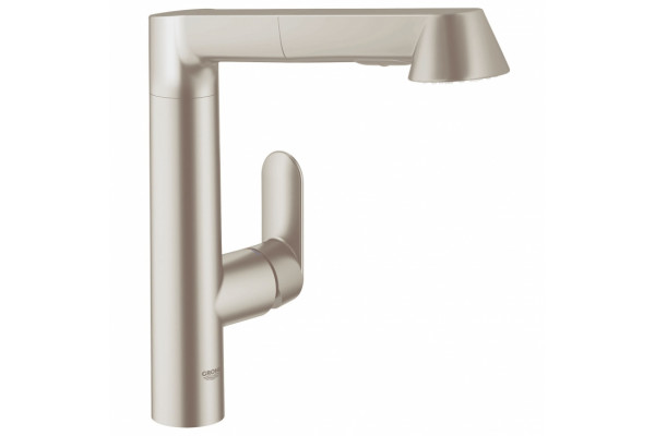 Смеситель для кухонной мойки Grohe K7 с выдвижным изливом, однорычажный, матовый