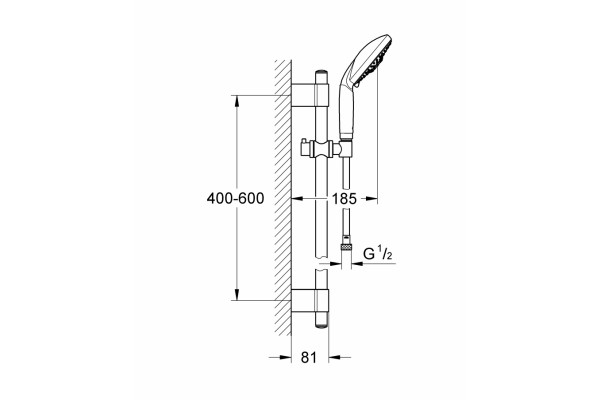 Душевой гарнитур Grohe Rainshower 130 (ручной душ, штанга 600 мм, шланг 1750 мм), хром