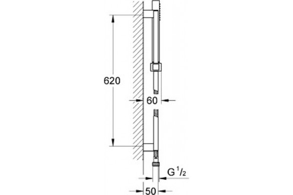Душевой гарнитур Grohe Euphoria Cube Stick 27891000 хром, штанга 62 см