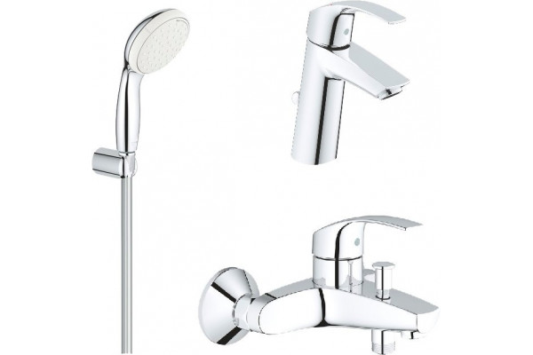 Душевой комплект Grohe Eurosmart 124470 для ванны с душем, хром, шланг пластиковый 175 см
