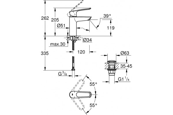 Смеситель Grohe Eurosmart 23981003 для раковины однорычажный, хром