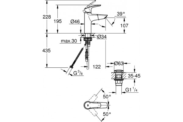 Смеситель Grohe Eurosmart 23976003 для раковины однорычажный, хром