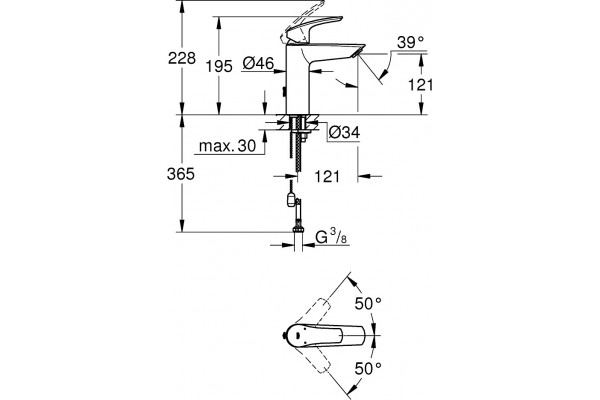 Смеситель Grohe Eurosmart 23323003 для раковины однорычажный, хром