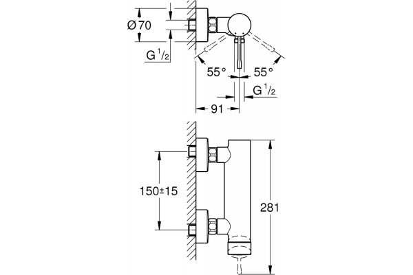 Смеситель Grohe Essence New 33636EN1 для душа, никель, однорычажный, сталь