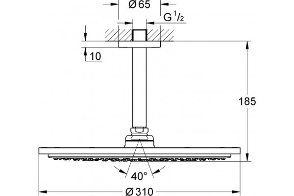 Верхний душ Grohe Rainshower Cosmopolitan 310 26067000 хром штанга 18.5 см,  в современном стиле