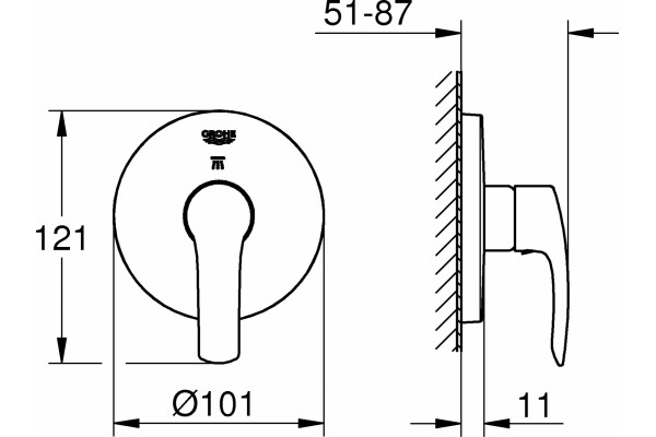 Переключатель потоков Grohe Eurosmart 19970002 хром двухвентильный,  в современном стиле