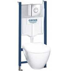 Комплект Grohe Solido 38950000 подвесной унитаз + инсталляция + кнопка цвет белый,  в современном стиле