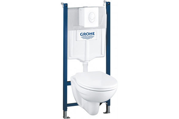Комплект Grohe Solido 39117000 подвесной унитаз + инсталляция + кнопка цвет белый,  в современном стиле