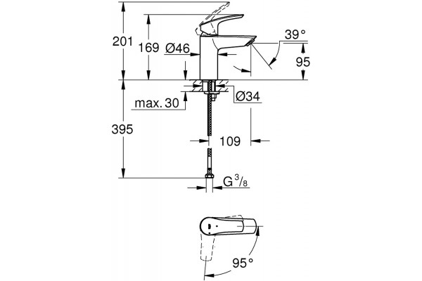 Смеситель Grohe Eurosmart 32154003 для раковины однорычажный, хром