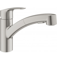 Смеситель Grohe Eurosmart 30305DC1 для кухонной мойки, суперсталь, однорычажный, высота излива 13.9 см