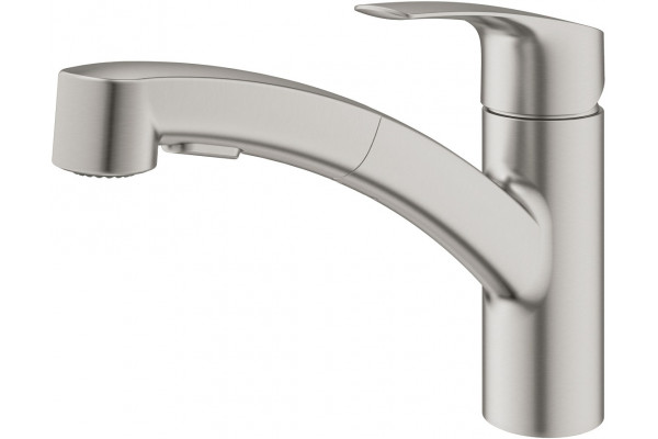 Смеситель Grohe Eurosmart 30305DC1 для кухонной мойки, суперсталь, однорычажный, высота излива 13.9 см