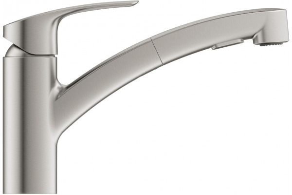 Смеситель Grohe Eurosmart 30305DC1 для кухонной мойки, суперсталь, однорычажный, высота излива 13.9 см