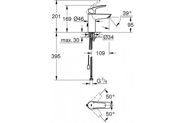 Смеситель Grohe Eurosmart 33188003 для раковины однорычажный, хром