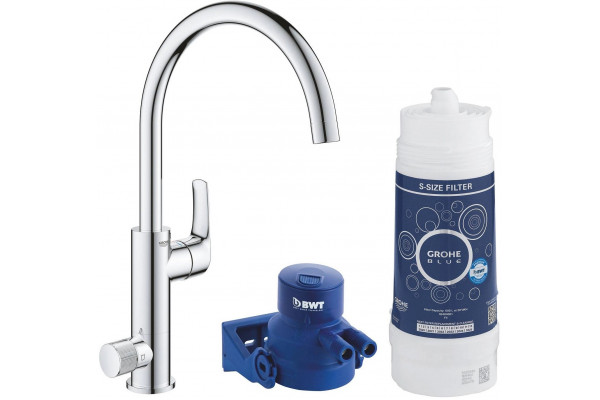 Смеситель Grohe Blue Pure Eurosmart 119708 для кухонной мойки, с фильтром, однорычажный, хром