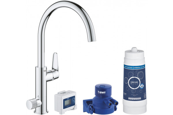 Смеситель Grohe Blue Pure BauCurve 30385000 для кухонной мойки, с фильтром, однорычажный, хром