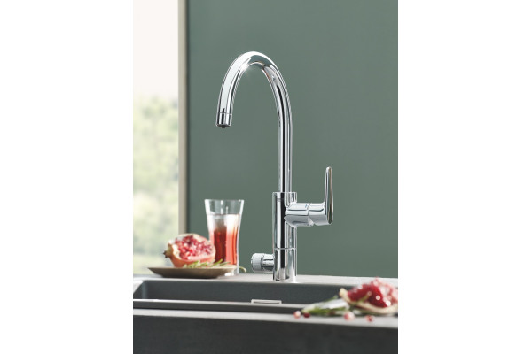 Смеситель Grohe Blue Pure BauCurve 30385000 для кухонной мойки, с фильтром, однорычажный, хром
